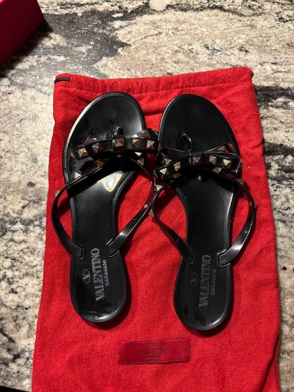 Valentino Studded Bow Jelly Flip Flops